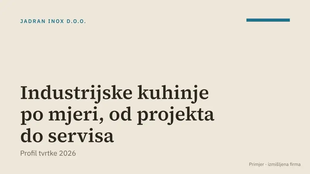 Primjer slajda: naslovna prezentacije tvrtke, izmišljena firma